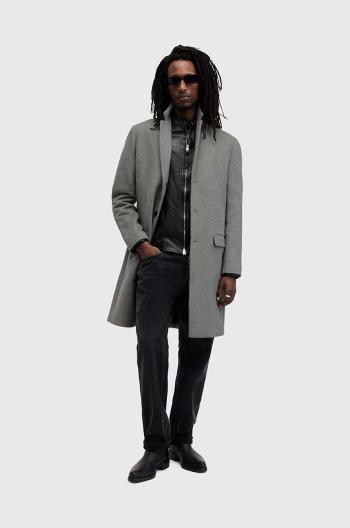 Kabát s příměsí vlny AllSaints HAL COAT šedá barva, přechodný, M005OZ