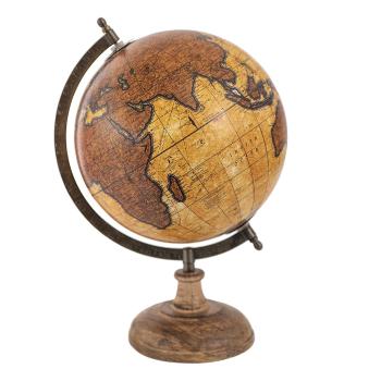 Hnědý dekorativní glóbus na dřevěném podstavci Globe  - 22*22*37 cm 64928