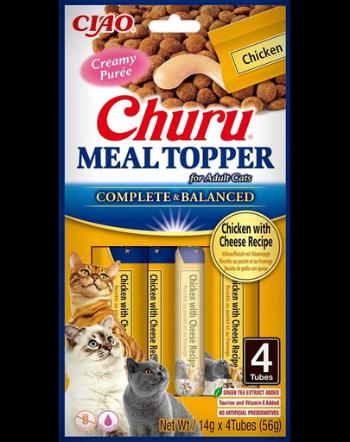 INABA Meal Topper Chicken Cheese 4x14 g snack cremos pisici, pui si branza