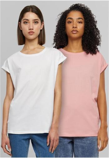 Urban Classics Ladies Extended Shoulder Tee 2-Pack lemonadepink+white - 3XL