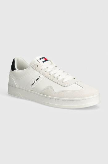 Sneakers boty Tommy Jeans TJM LEATHER RETRO CUPSOLE bílá barva, EM0EM01414