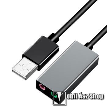 USB / 3,5mm Jack audio adapter kábel - fejhallgatóhoz / mikrofonhoz - FEKETE