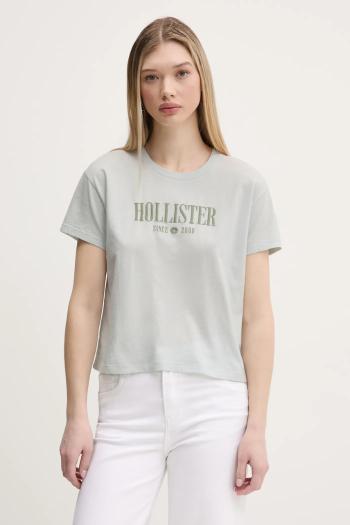 Bavlnené tričko Hollister Co. dámske, šedá farba, KI357-5000
