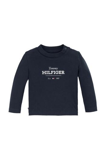 Dětské bavlněné tričko s dlouhým rukávem Tommy Hilfiger tmavomodrá barva, KN0KN01965