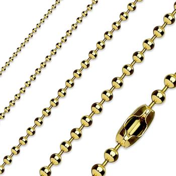 Army retiazka z ocele 316L, lesklé hladké guličky, zlatý odtieň - Hrúbka: 4 mm, Dĺžka: 485 mm