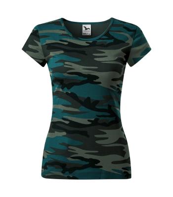 MALFINI Dámské tričko Camo Pure - Maskáčová petrolejová | XL