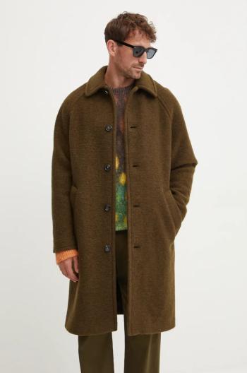 Kabát A.P.C. manteau gaston pánský, zelená barva, přechodný, WVBCA.H01516