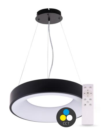 T-LED SMART TUYA Černé závěsné LED svítidlo kulaté 480mm 48W CCT s DO 105568