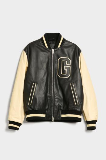 BUNDA GANT UNISEX LEATHER VARSITY JACKET BLACK