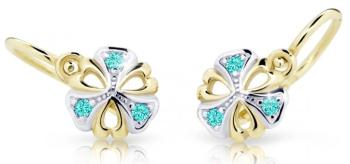 Cutie Jewellery Dětské bicolor náušnice ze žlutého zlata C2230-10-X-1 světle zelená