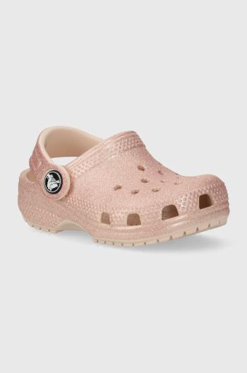 Dětské pantofle Crocs růžová barva