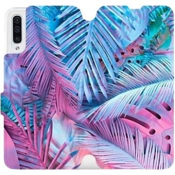 Flipové pouzdro na mobil Samsung Galaxy A50 - MG10S Fialové a modré listy (5903226861026)