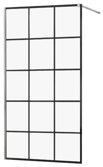 MEXEN/S KIOTO Sprchová zástěna WALK-IN 100x200 cm 8 mm, chrom, černý vzor 1 800-100-101-01-77