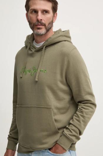 Bavlněná mikina Pepe Jeans NEW JOE HOODIE pánská, zelená barva, s kapucí, s aplikací, PM582716