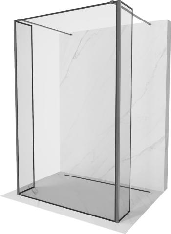 MEXEN/S Kioto Sprchová zástěna WALK-IN volněstojící 110 x 30 x 30 cm, černý vzor, grafit metal 800-110-030-222-95-70-030