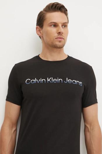 Bavlněné tričko Calvin Klein Jeans černá barva, s potiskem, J30J325676