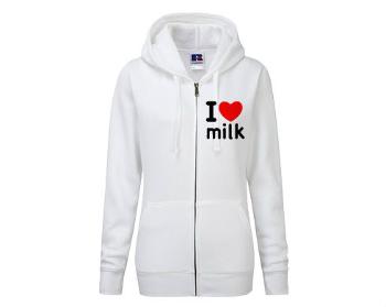 Dámská mikina na zip I Love milk