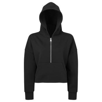 TriDri® Dámska mikina s 1/2 zipsom a kapucou - Čierna | S/M