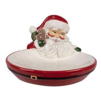 Dekorační keramická miska Santa Claus s perníčkem - 16*19*3 / 10 cm 6CE1853