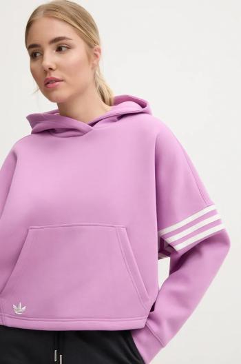 Mikina adidas Originals Neuclassicscl Hoodie dámská, fialová barva, s kapucí, s aplikací, IW5614