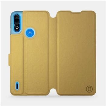 Flipové pouzdro na mobil Motorola Moto E7 Power v provedení  Gold&Gray s šedým vnitřkem (5903516684533)