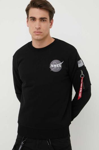 Mikina Alpha Industries Space Shuttle Sweater pánská, černá barva, s potiskem, 178307.03-Black