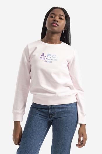 Bavlněná mikina A.P.C. Sweat Mathilda COEBH-F27712 ROSE dámská, růžová barva, s potiskem