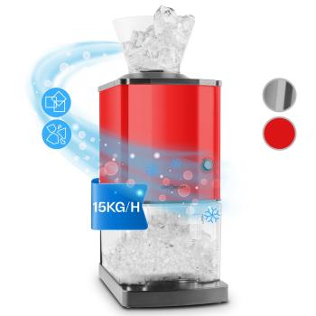 OneConcept Icebreaker, drtič ledu, 15 kg/h, 3,5 l, zásobník na led, nerezová ocel, červený