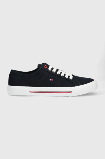 Tenisky Tommy Hilfiger CORE CORPORATE VULC CANVAS pánské, tmavomodrá barva, FM0FM04560