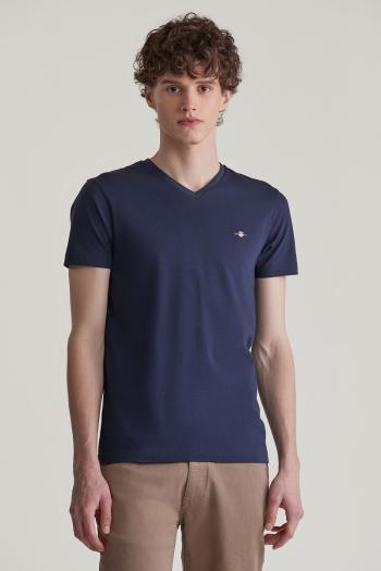 TRIČKO GANT SLIM SHIELD V-NECK T-SHIRT EVENING BLUE