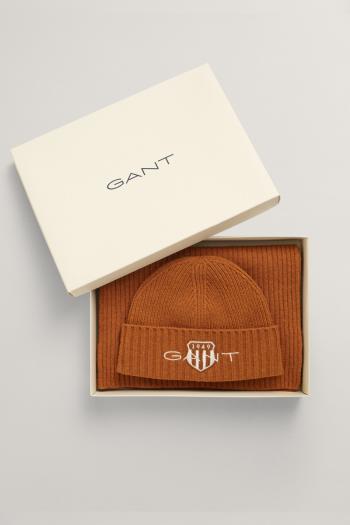 SET ČEPICE A ŠÁLA GANT BEANIE SCARF GIFT SET BURNT SUGAR