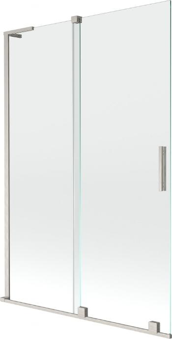 MEXEN/S - Velar L dvojkrídlová posuvná vaňová zástena 120 x 150 cm, transparent, nikel kartáčovaný 896-120-003-01-97