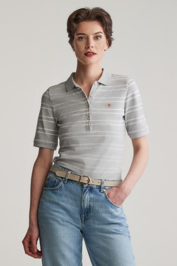 POLOKOŠILE GANT SLIM STRIPE SHIELD SS PIQUE POLO LIGHT GREY MELANGE