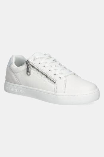 Kožené sneakers boty Calvin Klein Jeans CLASSIC CUPSOLE ZIP LOW IN bílá barva, YM0YM01254