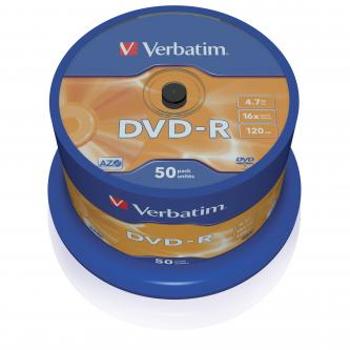 Verbatim DVD-R, Matt Silver, 43548, 4.7GB, 16x, spindle, 50-pack, bez možnosti potisku, 12cm, pro archivaci dat