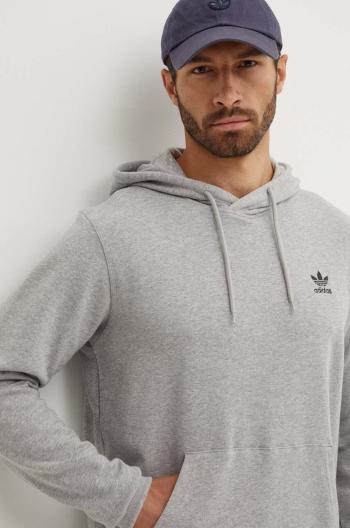 Bavlněná mikina adidas Originals pánská, šedá barva, s kapucí, melanžová, IX7670