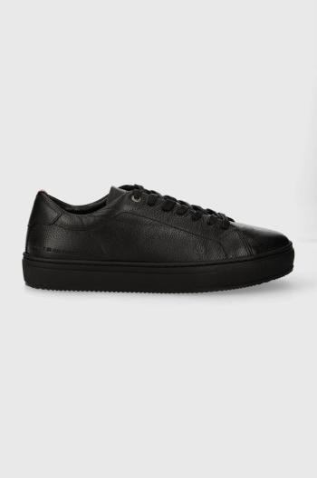 Kožené sneakers boty Tommy Hilfiger PREMIUM CUPSOLE GRAINED LTH černá barva, FM0FM04893