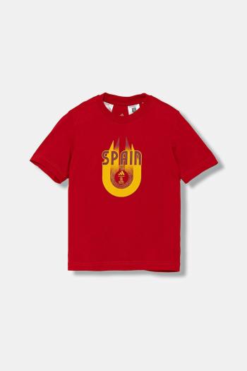 Detské bavlnené tričko adidas Performance SPAIN červená farba, s potlačou, JZ9003