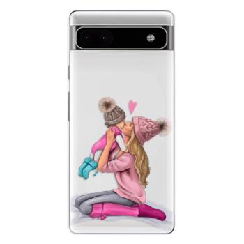 Odolné silikonové pouzdro iSaprio - Kissing Mom - Blond and Girl - Google Pixel 6a 5G