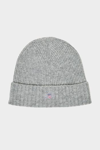 ČEPICE GANT UNISEX. SHIELD WOOL BEANIE GREY MELANGE