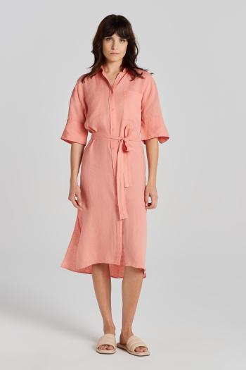 ŠATY GANT REL LINEN SS SHIRT DRESS PEACHY PINK