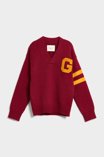 SVETR GANT PP LETTERMAN V-NECK RED SHADOW