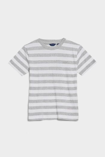 TRIČKO GANT RELAXED STRIPED T-SHIRT LIGHT GREY MELANGE