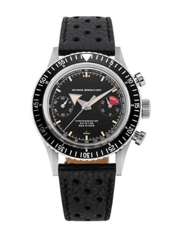 Nivada Grenchen Chronomaster Broad Arrow - Inter. Bezel - Manual - Black Racing Strap