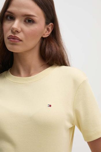 Bavlněné tričko Tommy Hilfiger žlutá barva, WW0WW40587