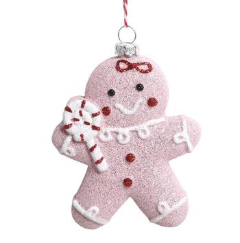 Růžová vánoční ozdoba perníček Gingerbread Candy - 8*3*10 cm 52078707