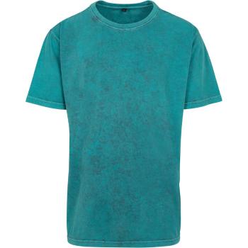 Build Your Brand Pánské tričko Acid Washed - Teal / černá | XXXXL