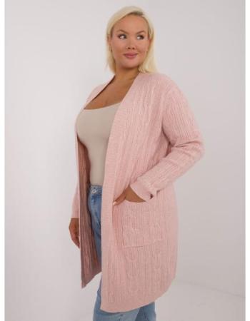 Dámský kardigan bez knoflíků plus size světle růžový 