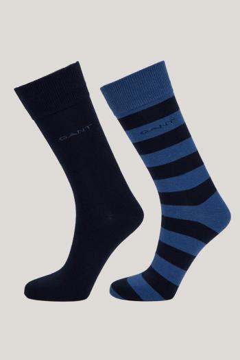 PONOŽKY GANT BARSTRIPE AND SOLID SOCKS 2-PACK VINTAGE BLUE