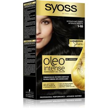 Syoss Oleo Intense permanentní barva na vlasy s olejem odstín 1-10 Intenzivně černý 2x50 ml